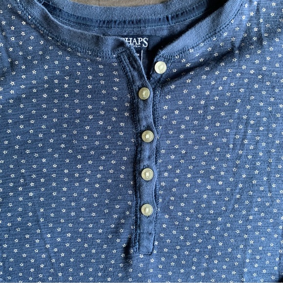 Chaps Navy Floral Blouse Henley - Picture 7 of 7